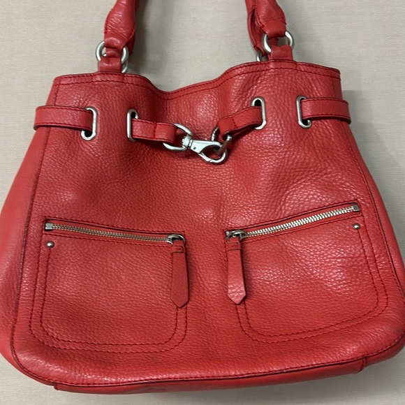 Cole Haan Women’s Genuine Leather Satchel in Coral Red - Picture 2 of 16